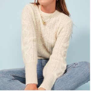Reformation Soft Cream Knit Arden Alpaca Sweater